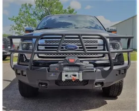 Hammerhead Armor F-150 Front Winch Bumper Eco-Boost With Winch Tray Full Brushguard For 11-14 Ford F-150 Black Steel X-Series
