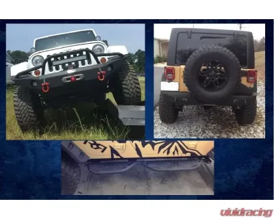 Hammerhead Armor Jeep JK Full Width Bumper Kit Front/Rear Bumper/Spare Tire Carrier/Running Boards For 07-18 Wrangler JK 4 Door Black - 600-56-0406