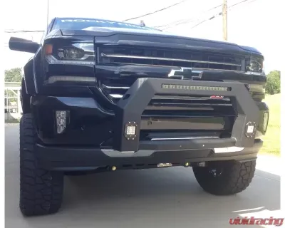 Hammerhead Armor Silverado/Sierra Bumper Bull Bar For 14-18 Silverado/Sierra 1500 Wrinkle Black With Flush Mount Led Lights - 600-56-0541