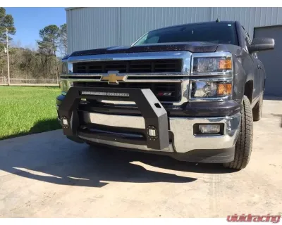 Hammerhead Armor Silverado/Sierra Bumper Bull Bar For 14-18 Silverado/Sierra 1500 Wrinkle Black With Flush Mount Led Lights - 600-56-0541