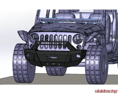 Hammerhead Armor Jeep JK Front Winch Bumper Stubby Pre Runner For 07-18 Wrangler JK X Series Black Steel - 600-56-0627
