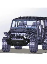 Hammerhead Armor Jeep JK Front Winch Bumper Stubby Pre Runner For 07-18 Wrangler JK X Series Black Steel                                     - 600-56-0627 - Image 2