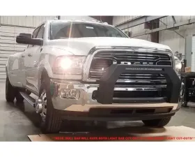 Hammerhead Armor RAM Bumper Bull Bar With Flush Mount Led Lights For 10-14 RAM 2500-3500 Wrinkle Black