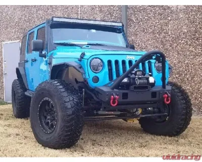 Hammerhead Armor Jeep JK Front Winch Bumper Minimalist Stinger For 07-18 Wrangler JK Black Steel Fits OEM Fog Lights - 600-56-0696