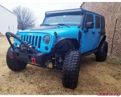 Hammerhead Armor Jeep JK Front Winch Bumper Minimalist Stinger For 07-18 Wrangler JK Black Steel Fits OEM Fog Lights - 600-56-0696