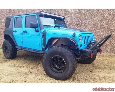 Hammerhead Armor Jeep JK Front Winch Bumper Minimalist Stinger For 07-18 Wrangler JK Black Steel Fits OEM Fog Lights - 600-56-0696