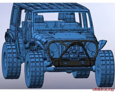 Hammerhead Armor Jeep JK Front Winch Bumper Minimalist Full Brushguard Stinger For 07-18 Wrangler JK Black Steel Fits OEM Fog Lights - 600-56-0697