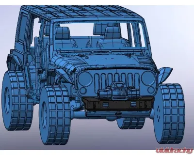 Hammerhead Armor Jeep JK Front Winch Bumper Minimalist No Brushguard For 07-18 Wrangler JK Black Steel Fits OEM Fog Lights - 600-56-0698