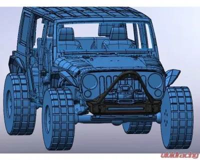 Hammerhead Armor Jeep JK Front Winch Bumper Minimalist Stinger For 07-18 Wrangler JK Black Steel - 600-56-0700