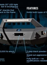 Hammerhead Armor Jeep JL Stubby Front Winch Bumper Pre Runner X Series 18-Pres Wranlger JL Black Steel                                     - 600-56-0757 - Image 5