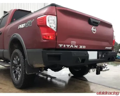 Hammerhead Armor Titan XD Rear Bumper With Sensors For 16-20 Titan XD Black Steel - 600-56-0853
