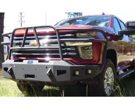 Hammerhead Armor Silverado Front Winch Bumper Full Brush Guards For 20-Pres Silverado 2500-F-5500 X Series Black Steel