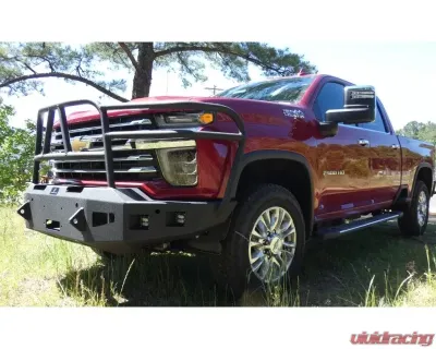 Hammerhead Armor Silverado Front Winch Bumper Full Brush Guards For 20-Pres Silverado 2500-F-5500 X Series Black Steel - 600-56-0975