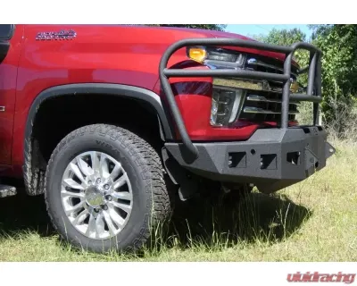 Hammerhead Armor Silverado Front Winch Bumper Full Brush Guards For 20-Pres Silverado 2500-F-5500 X Series Black Steel - 600-56-0975