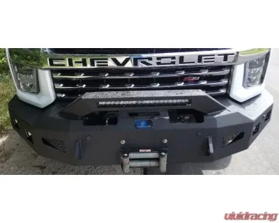 Hammerhead Armor Silverado Front Winch Bumper Formed Bull Guard For 20-Pres Silverado 2500-F-5500 Black Steel - 600-56-0977