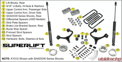 Superlift 3" Lift Kit w/ Shadow Shocks - 05-21 Tacoma (will not fit TRD PRO models) Toyota Tacoma 2005-2021 - K1012