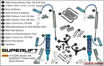 Superlift 3" Lift Kit w/ KING 2.5 Shocks - 05-21 Tacoma (will not fit TRD PRO models) Toyota Tacoma 2005-2021 - K1012KG