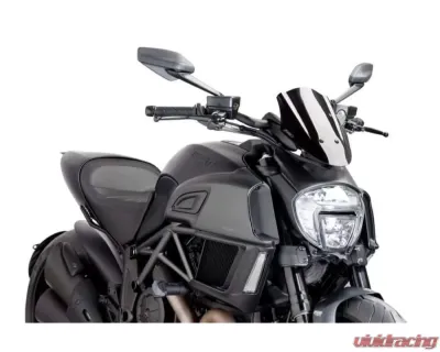 Puig Naked New Gen Adjustable Windscreen - Black Ducati Diavel 2014 - 7592N