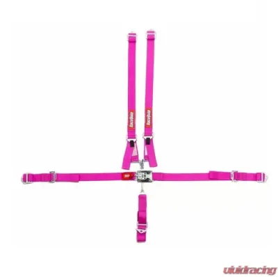 RaceQuip 5 Point Harness Latch and Link SFI-16.1 Pull Up Adjust - Bolt-On/Wrap Around - Pink - 709089