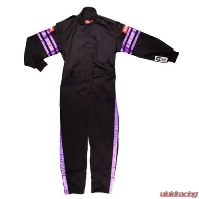 RaceQuip Pro-1 Single Layer Youth Racing Suit - Black/Purple Trim - XL - 1950596