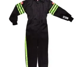 RaceQuip Pro-1 Single Layer Youth Racing Suit - Black/Green  Trim - Youth Small