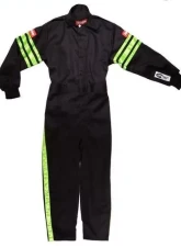 RaceQuip Pro-1 Single Layer Youth Racing Suit - Black/Green Trim - Youth Medium                                     - 1950793 - Image 2