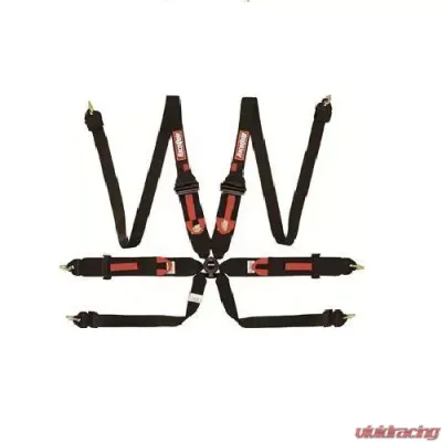 RaceQuip Camlock 6-Point Harness - HANS Ready - FIA 8853-2016 - Pull-Up Lap Belt - Black - 854004