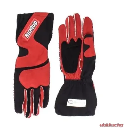 RaceQuip 356 Series Outseam Gloves With Cuff - Black/Red - Small - 356102