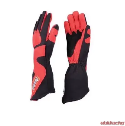 RaceQuip 358 Series Angle Cut Long Gauntlet Glove - Black/Red - Small - 358102