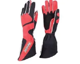RaceQuip 359 Series Outseam Angle Cut Gauntlet -Black/Red - Medium