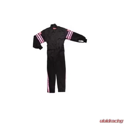 RaceQuip Pro-1 Single Layer Youth Racing Suit - Black/Pink Trim - Youth XX-Small - 1950890