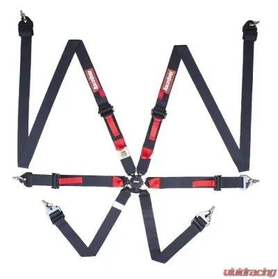 RaceQuip Racing Harness, Complete, Pull-Up, 6-Point, Camlock, FIA 8853-2016, Black, - 856006