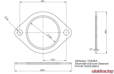GReddy 70mm Exhaust System Gasket (Round Bolt Holes) - 11000324