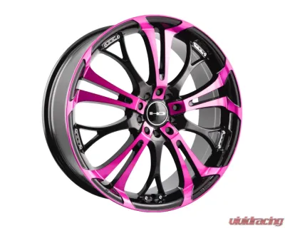 HD Spinout Wheel 17x7 5x100|114.3 40mm Gloss Black Machined Face w/ Pink - SO17703740BK-P