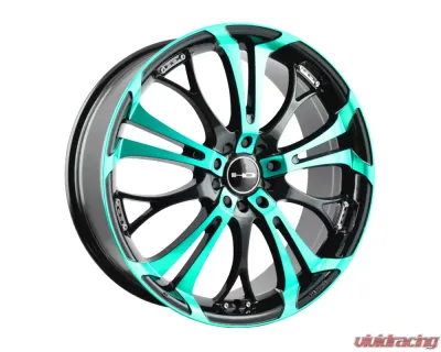 HD Spinout Wheel 17x7 5x100|114.3 40mm Gloss Black Machined Face w/ Teal - SO17703740BK-TE