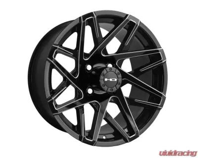 HD Golf Canyon Wheel 12x7 4x101.6 -14mm Gloss Black Milled Edge - CY127042-14GB-M