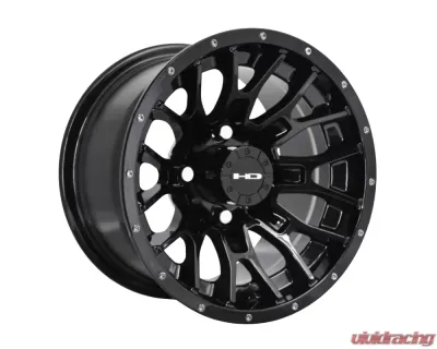 HD Golf RTC Wheel 12x7 4x101.6 -14mm All Gloss Black w/ Rivets - RT127042-14AGB-R