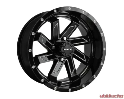 HD Golf SAW Wheel 12x7 4x101.6 -14mm Gloss Black Milled Edges - SA127042-14GB-M