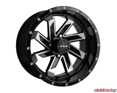 HD Golf SAW Wheel 14x7 4x101.6 -14mm Gloss Black Machined Face - SA147042-14BK