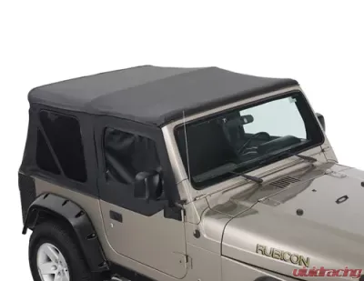 King 4WD Jeep TJ Replacement Soft Top With Upper Doors For 97-06 Wrangler TJ Black Diamond - 14010135