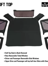 King 4WD Jeep TJ Replacement Soft Top With Tinted Windows Upper Doors For 97-06 Wrangler TJ Black Diamond                                     - 14010135T - Image 7