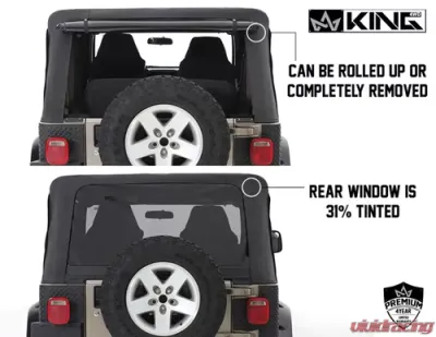 King 4WD Jeep TJ Replacement Soft Top With Upper Doors For 97-06 Wrangler TJ Black Diamond - 14010135