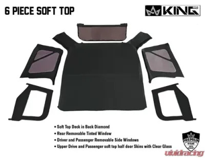 King 4WD Jeep TJ Replacement Soft Top With Upper Doors For 97-06 Wrangler TJ Black Diamond - 14010135