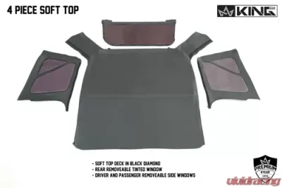 King 4WD Jeep TJ Replacement Soft Top With Tinted Windows No Doors For 97-06 Wrangler TJ Black Diamond - 14010235