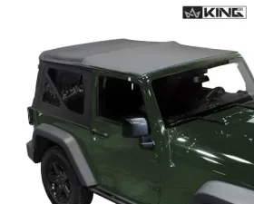 King 4WD Jeep JK Replacement Soft Top Tinted Windows For 07-09 Wrangler JK 2 Door Black Diamond