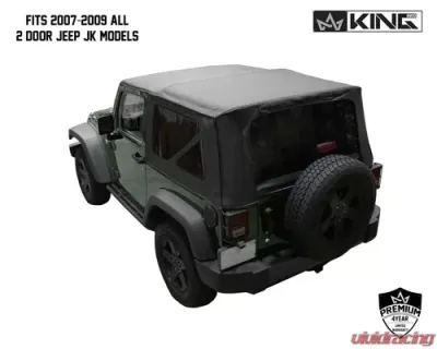 King 4WD Jeep JK Replacement Soft Top Tinted Windows For 07-09 Wrangler JK 2 Door Black Diamond - 14010335
