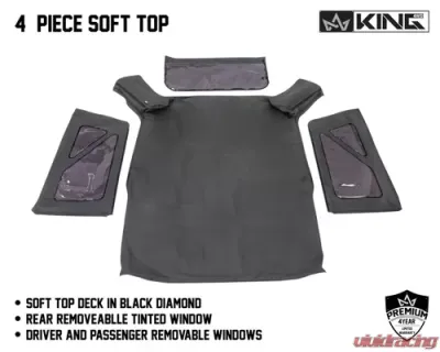 King 4WD Jeep JK Replacement Soft Top Tinted Windows For 07-09 Wrangler JK 2 Door Black Diamond - 14010335