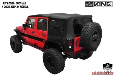 King 4WD Jeep JK Replacement Soft Top Tinted Windows For 07-09 Wrangler JK 4 Door Black Diamond - 14010435