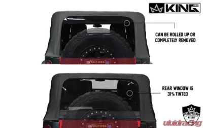 King 4WD Jeep JK Replacement Soft Top Tinted Windows For 07-09 Wrangler JK 4 Door Black Diamond - 14010435