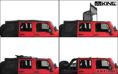 King 4WD Jeep JK Replacement Soft Top Tinted Windows For 07-09 Wrangler JK 4 Door Black Diamond - 14010435